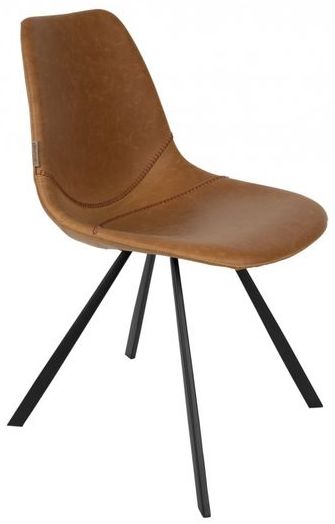 Chaise 'Franky' - Cognac/Acier