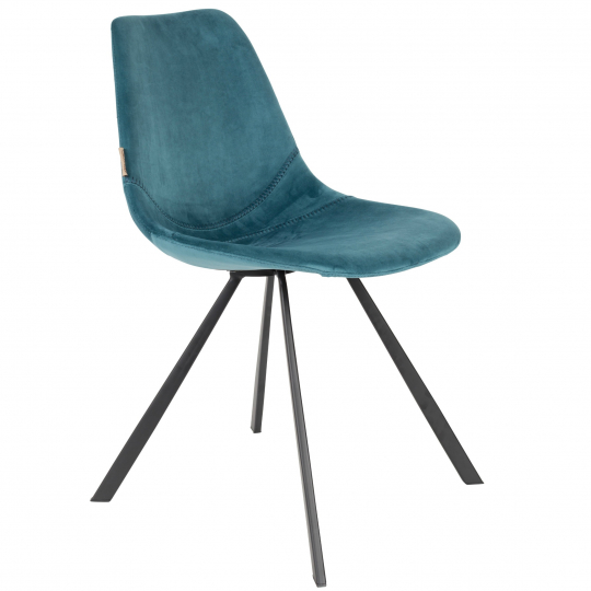 Chaise 'Franky' - Velours/Pétrole