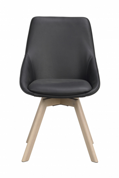 Chaise 'Alison' Cuir - Noir/blanc pigmenté