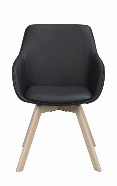 Fauteuil 'Alison' Cuir - Noir/blanc pigmenté