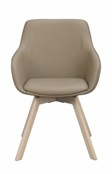 Fauteuil 'Alison' Cuir - Beige/blanc pigmenté