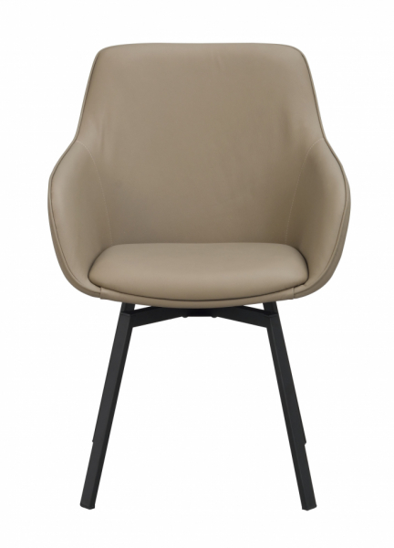 Fauteuil 'Alison' Cuir - Beige/noir