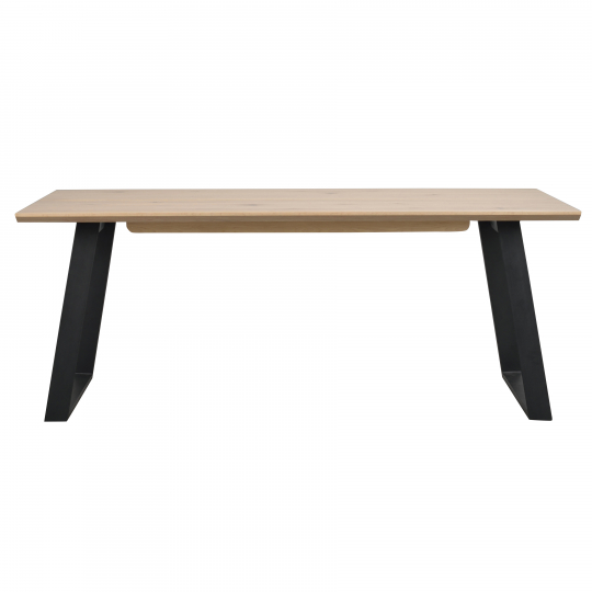 Table à manger 'Melville' 210x95cm - Chêne blanchi/Noir