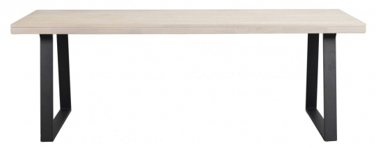 Table à manger 'Brooklyn' 220x95cm - Chêne blanchi/Pieds noirs en U