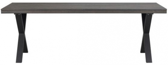 Table à manger 'Brooklyn' 220x95cm - Brun foncé/Pieds en X
