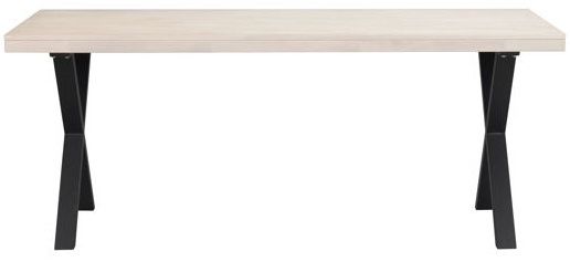 Table à manger 'Brooklyn' 170x95cm - Pigmenté en blanc/Noir X-pieds