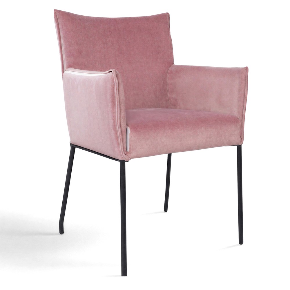 Fauteuil 'Dion' - Velours/Rose