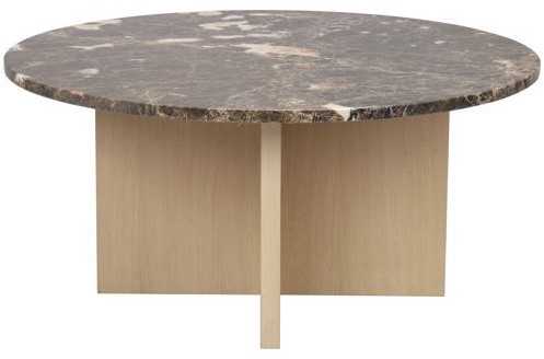 Table basse 'Brooksville' Ronde 90cm - Brun/Blanc pigmenté