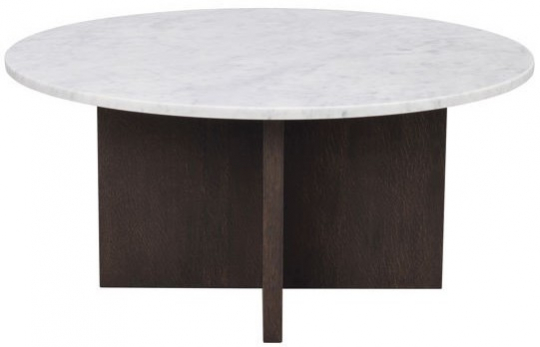 Table basse 'Brooksville' Ronde 90cm - Blanc/Brun