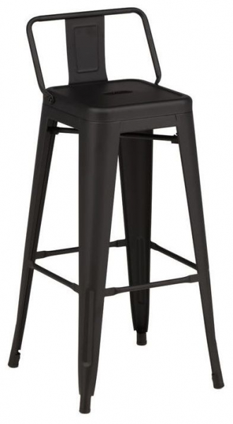 Tabouret de bar 'Barents' - Noir avec dossier