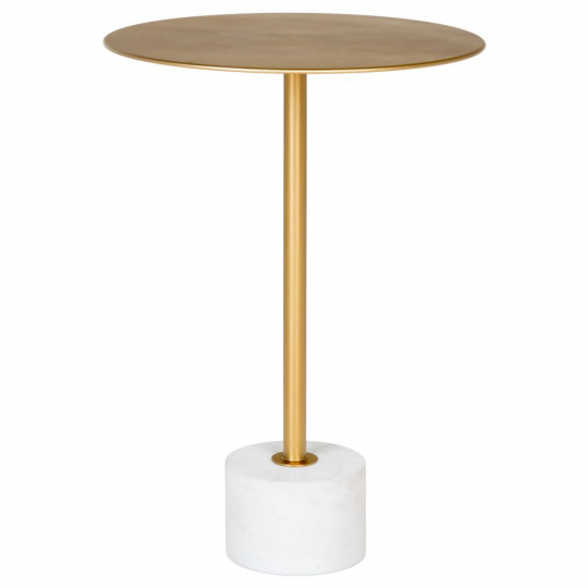 Table d'appoint 'Lecco' Ronde 41cm - Marbre/Laiton