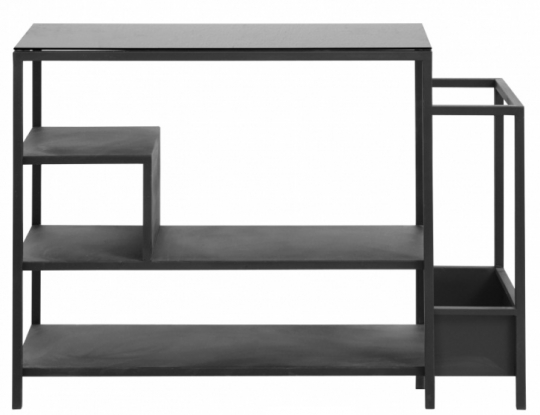 Étagère/Table d'appoint 'With' - Noir/Verre