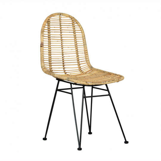 Chaise 'Striped rattan' - Naturel/Noir