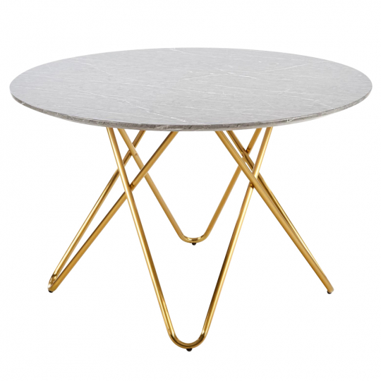 Table à manger 'Bonello' Ronde 120cm - Or/Gris