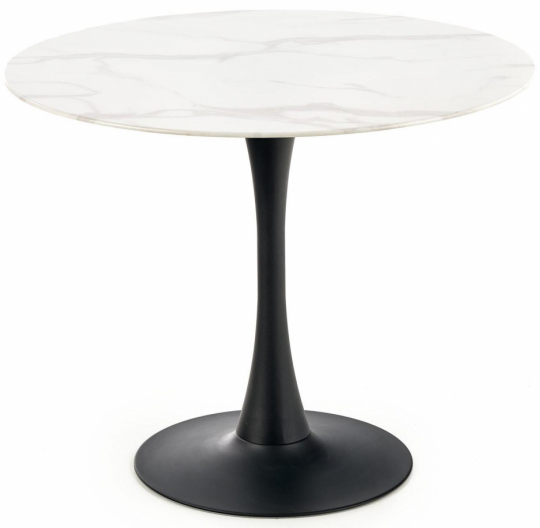 Table à manger 'Ambrosio' Ronde 90cm - Blanc/Noir