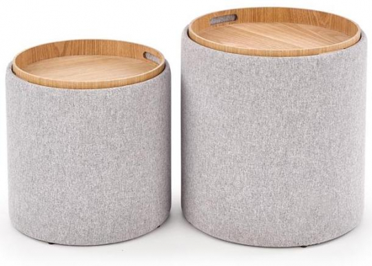 2-pack Pouf/Table d'appoint 'Aviko' - Gris