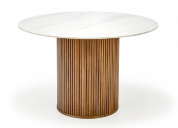 Table à manger 'Bruno' Ronde 120cm - Noyer/marbre