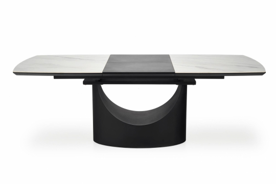 Table à manger 'Osman' 160-220cm - Blanc/noir