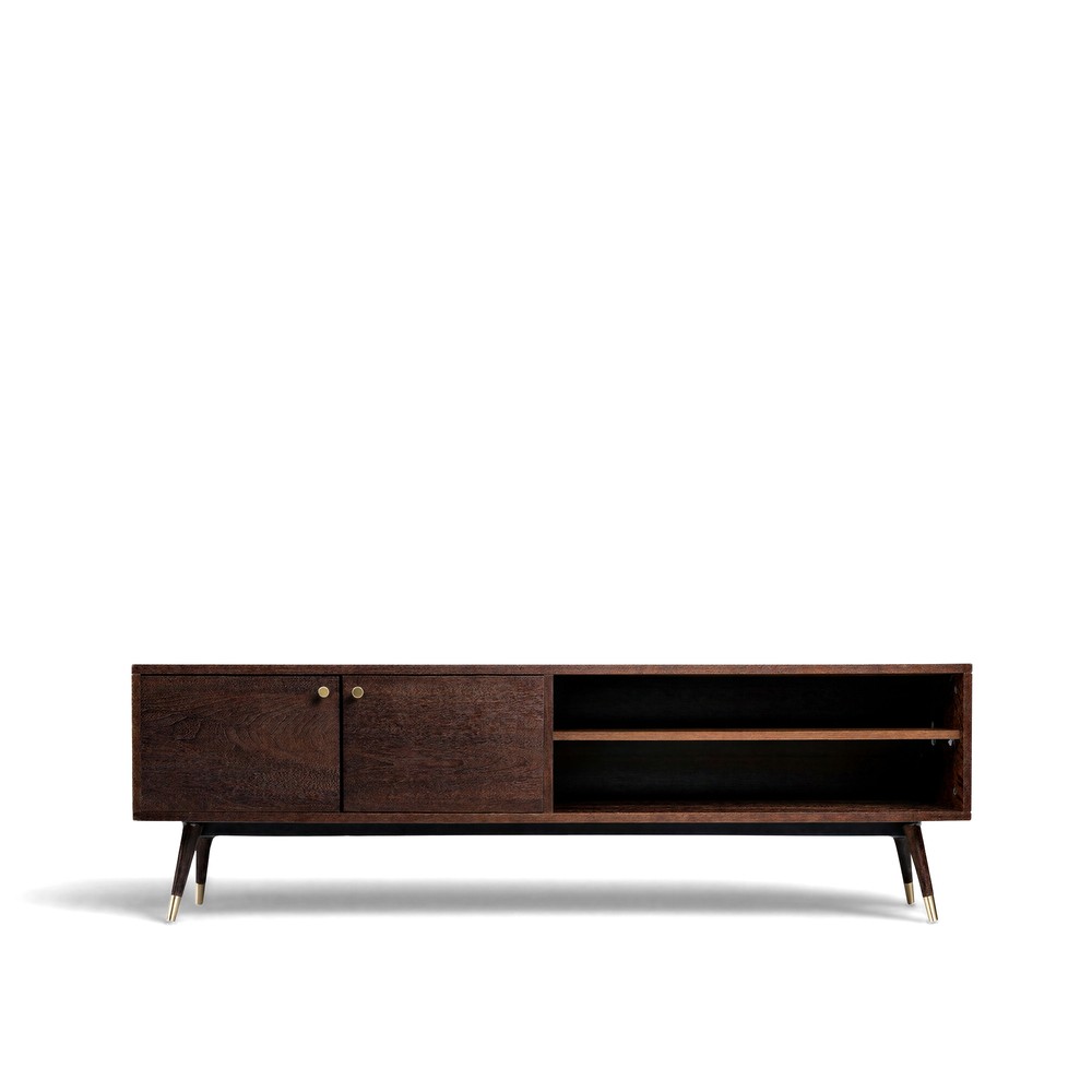 Meuble TV 'Prime' - Noyer/Laiton