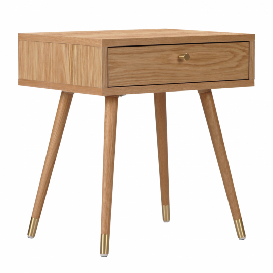 Table de nuit 'Prime' - Chêne/Laiton