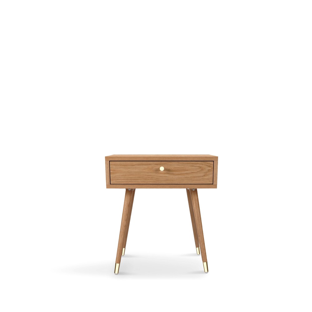 Table de nuit 'Prime' - Chêne/Laiton