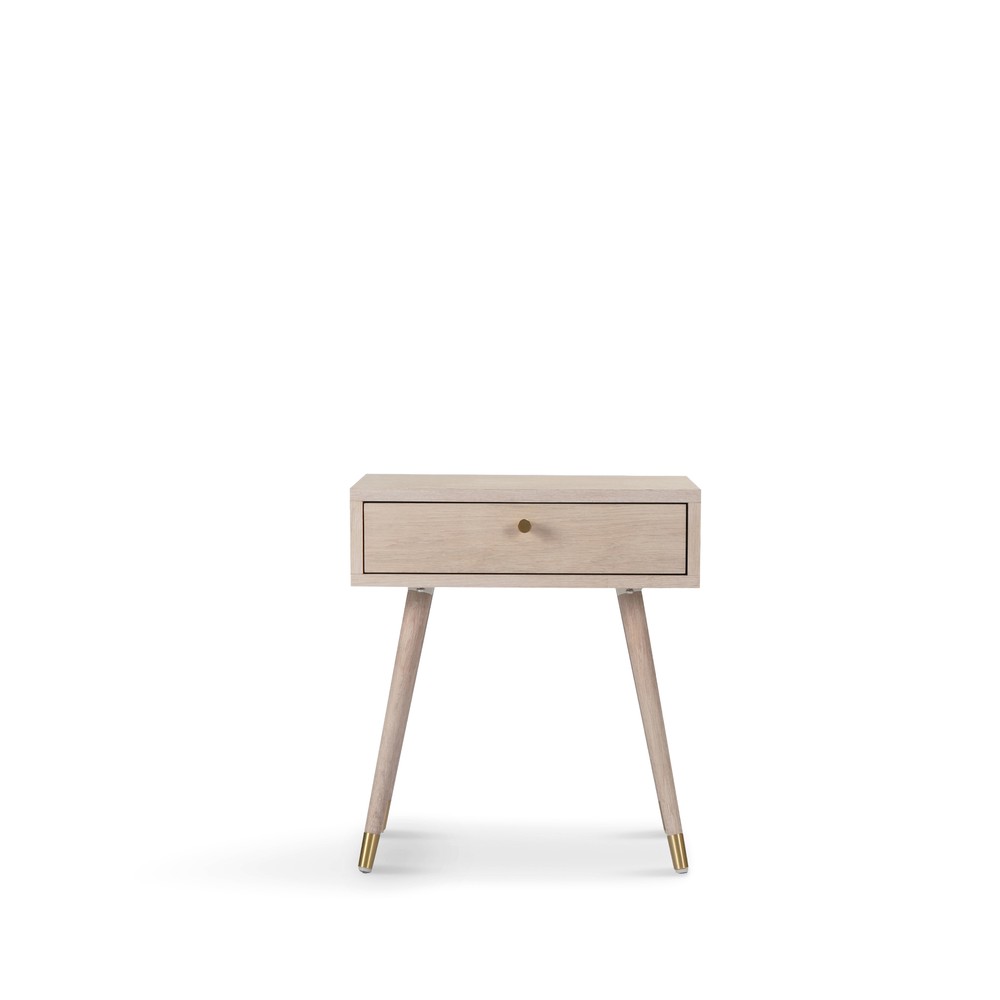 Table de nuit 'Prime' - Chêne blanc/Laiton