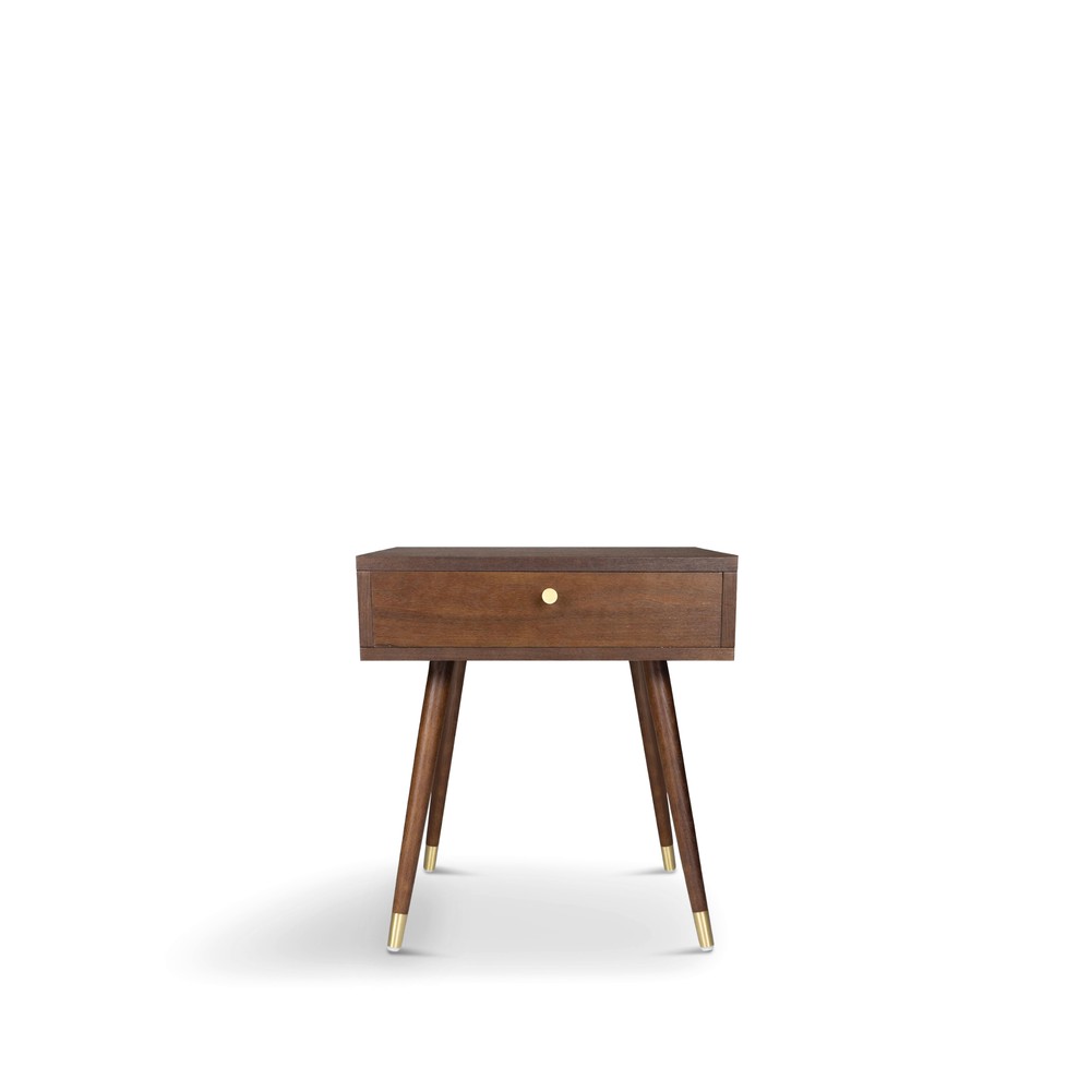 Table de nuit 'Prime' - Noyer/Laiton