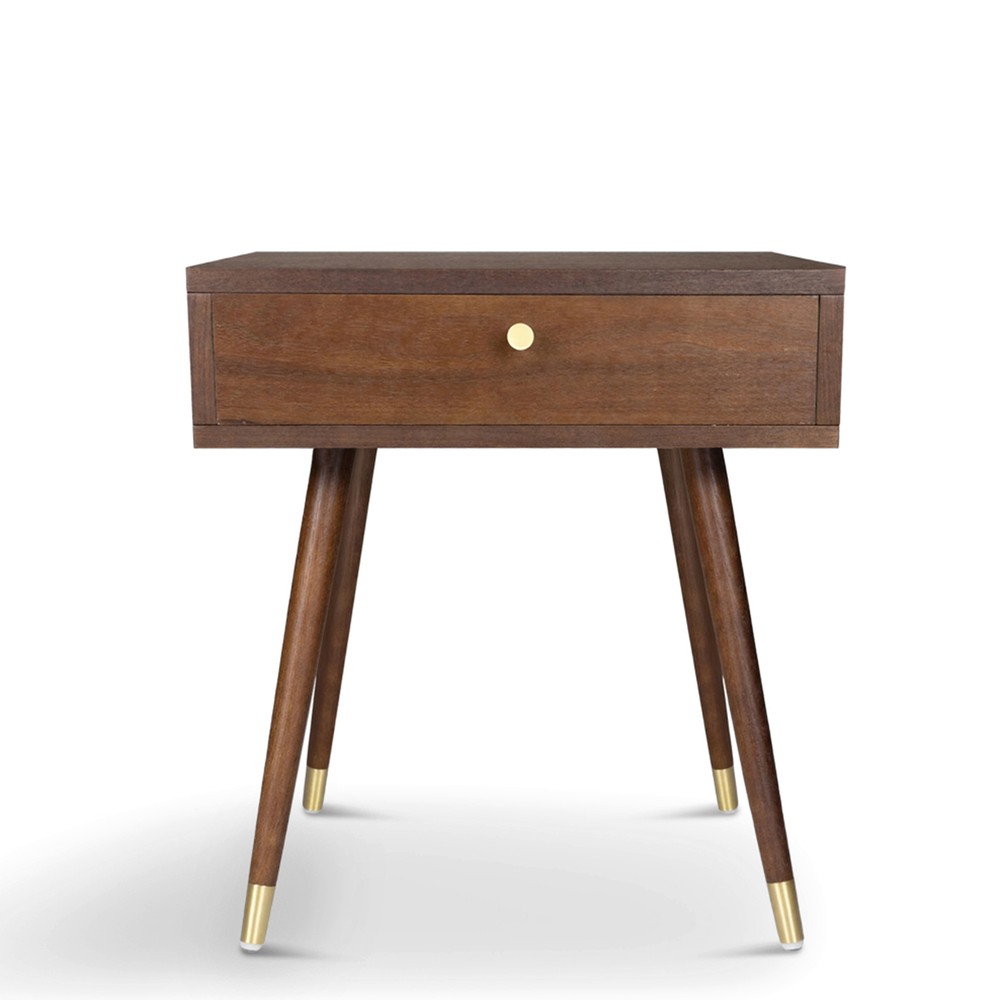 Table de nuit 'Prime' - Noyer/Laiton