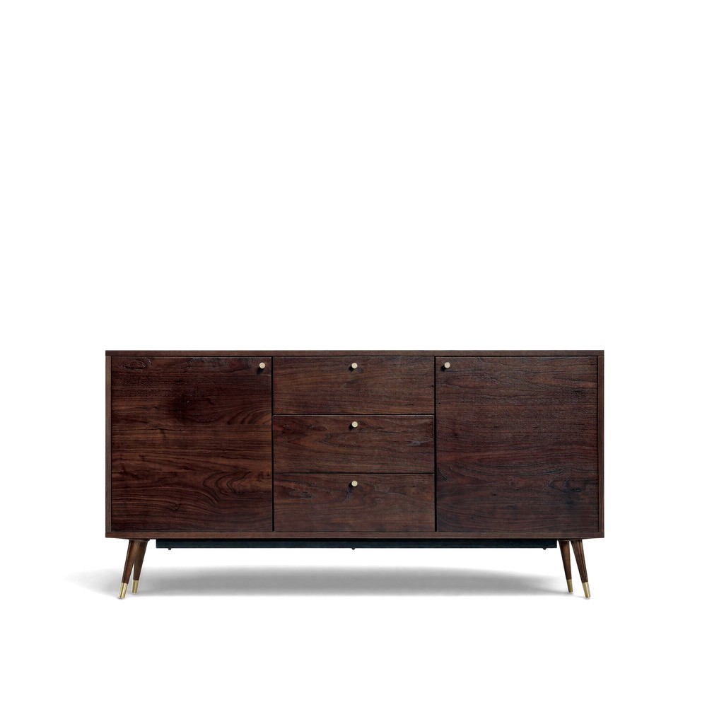 Meuble TV/Commode 'Prime' - Noyer/Laiton