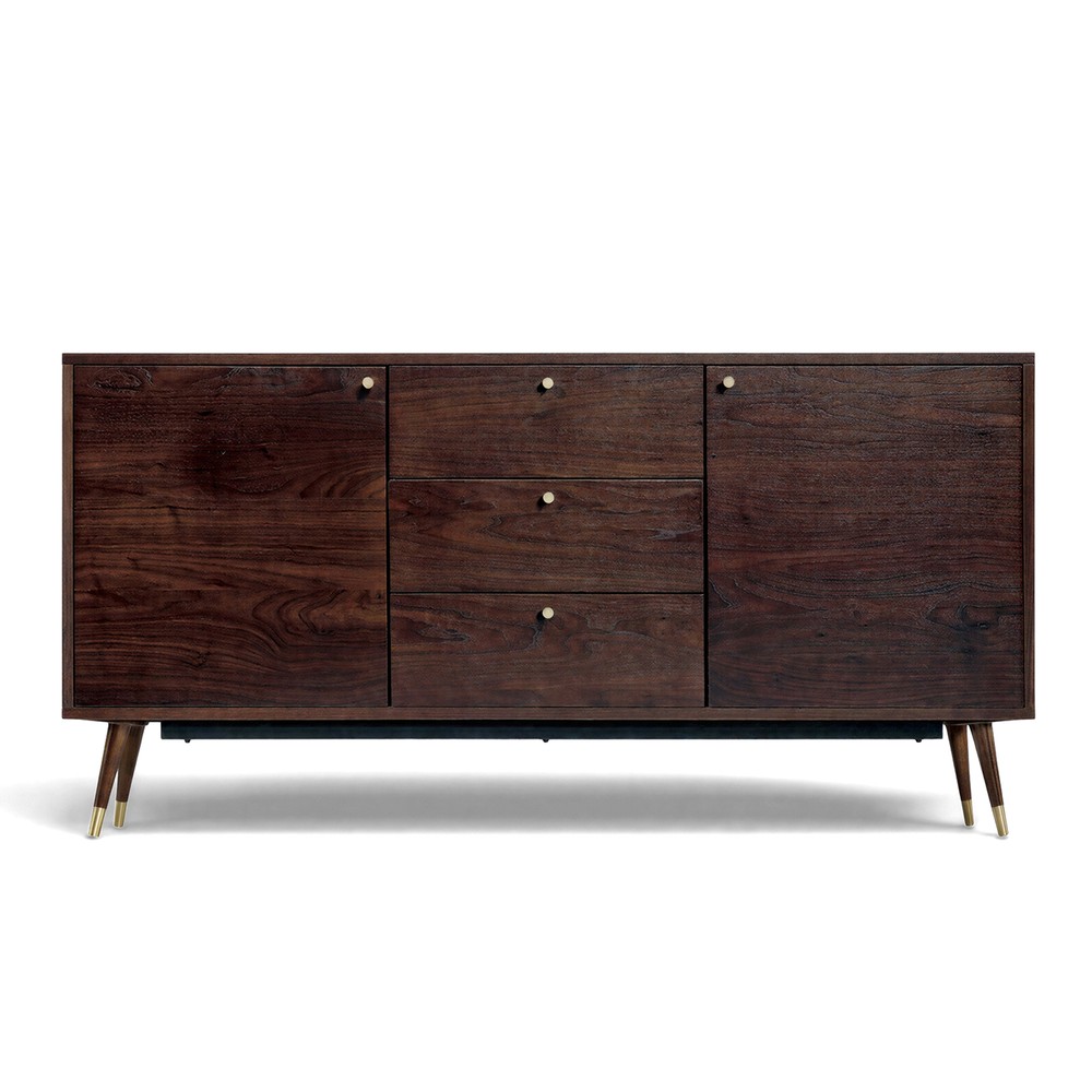Meuble TV/Commode 'Prime' - Noyer/Laiton