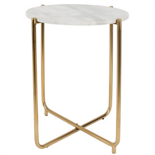Table d'appoint 'Timpa' - Marbre blanc/Laiton