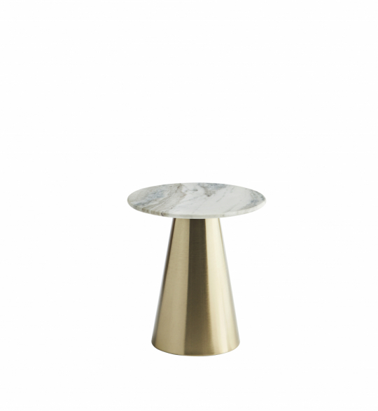 Table d'appoint 'Iron' Ronde 40cm - Laiton/marbre