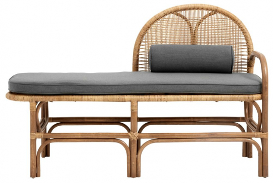 Banc/Chaiselongue 'Bali' - Rotin/Gris