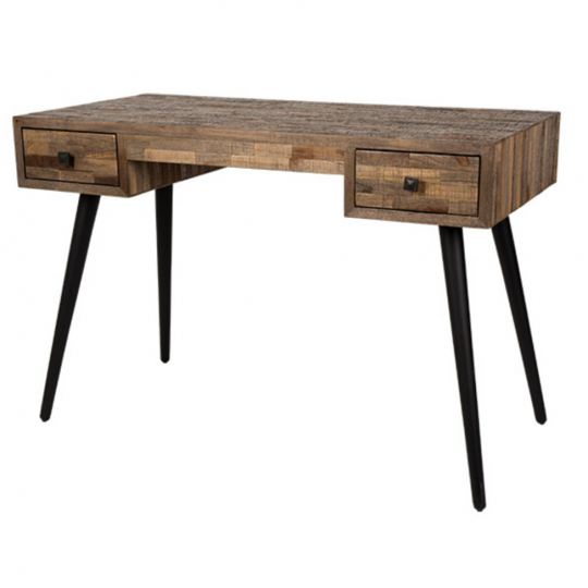 Bureau/Table d'appoint 'Leo' - Teck/Acier