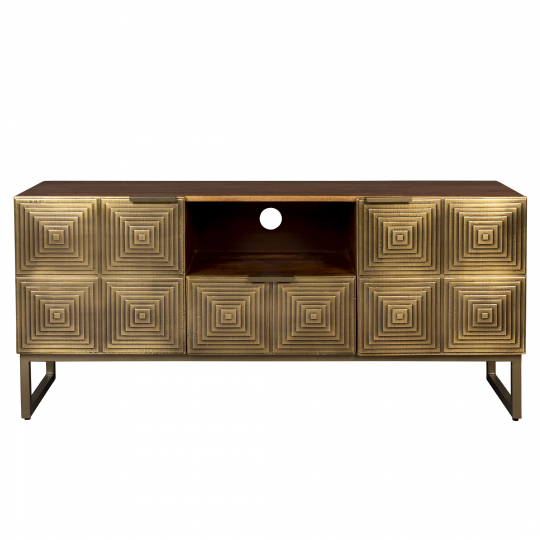 Meuble TV 'Volan' - Brun/ Laiton