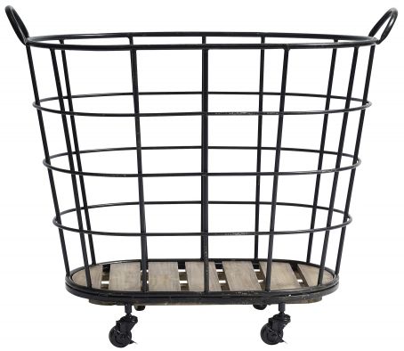 Panier en acier sur roulettes - Noir