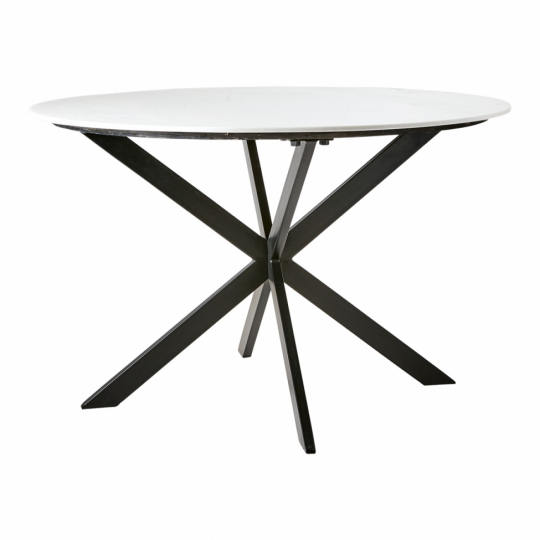 Table à manger 'Milan' ronde 120cm - Blanc/noir