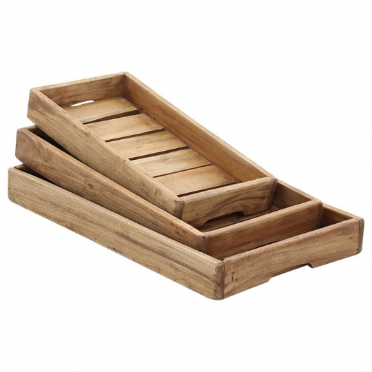 Pack de 3 plateau en bois 'Recycled' - Bois