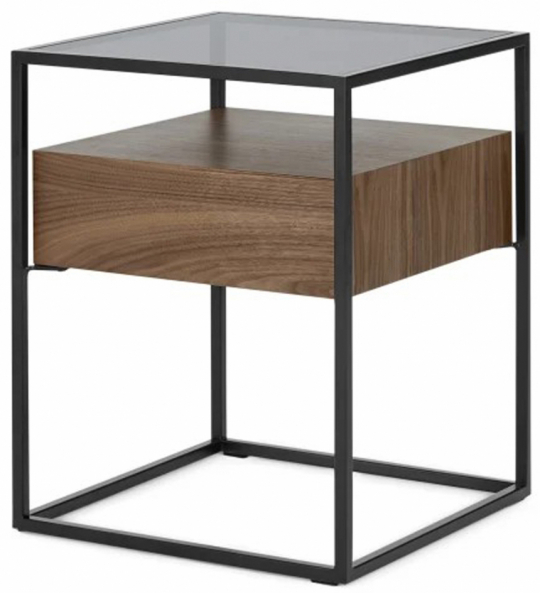 Table de nuit 'Detroit' - Noyer/Noir