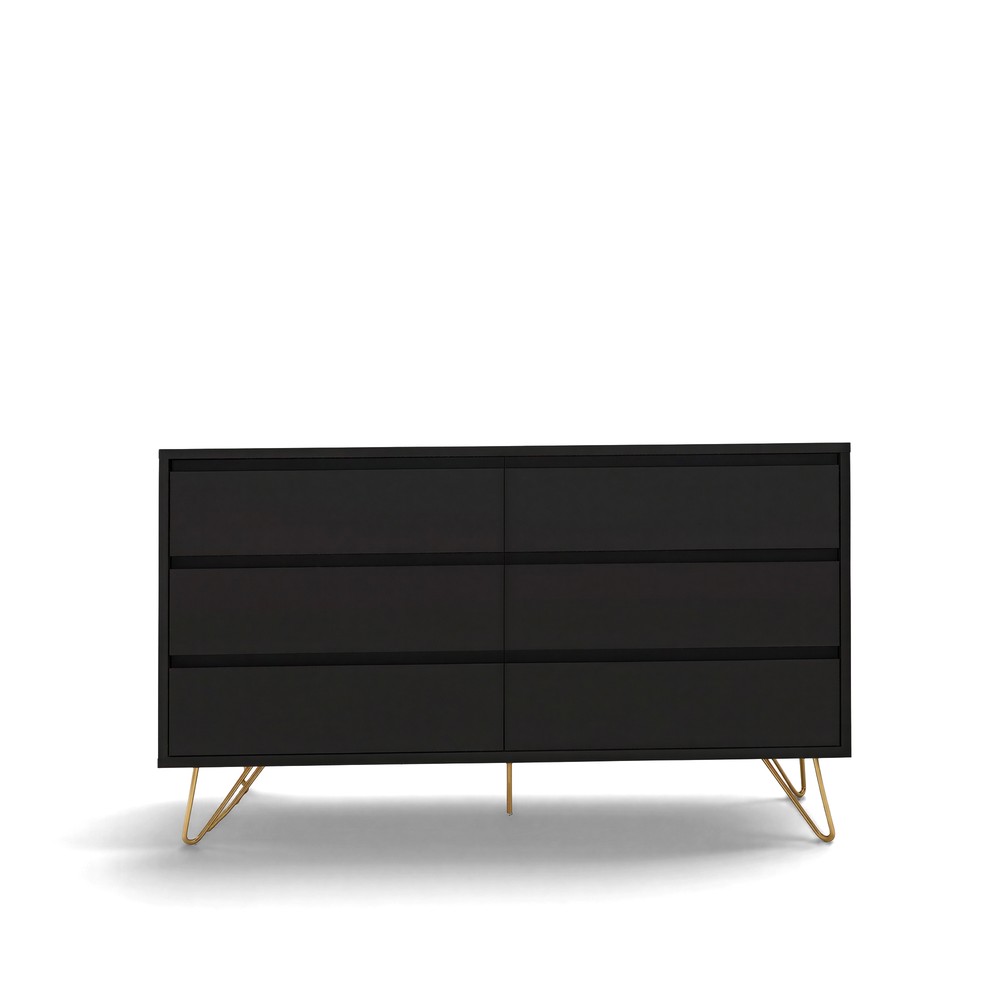 Commode 'Elle' 120x70 - Noir/Laiton