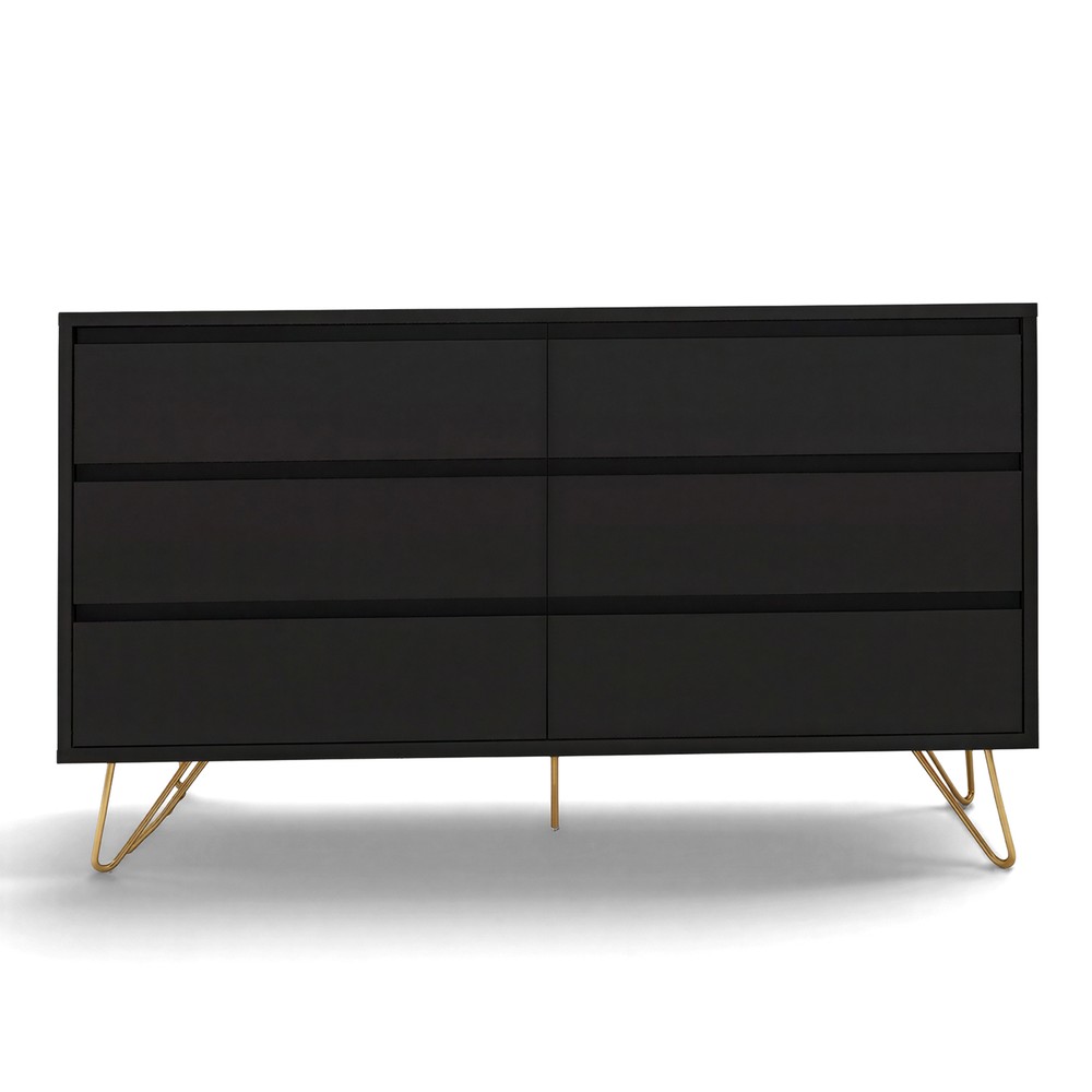 Commode 'Elle' 120x70 - Noir/Laiton