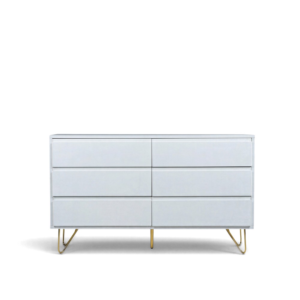 Commode 'Elle' 120x70 - Blanc/Laiton