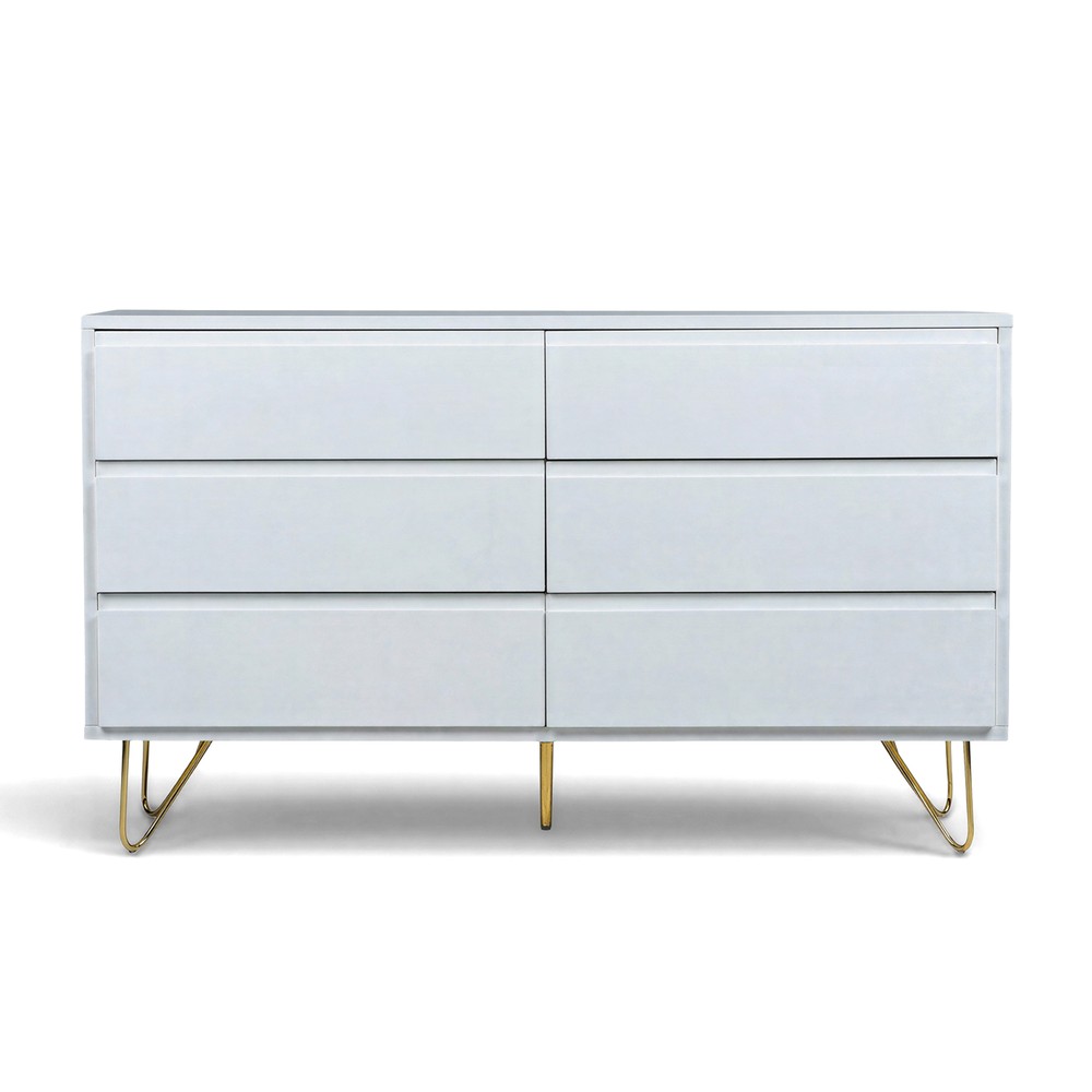 Commode 'Elle' 120x70 - Blanc/Laiton