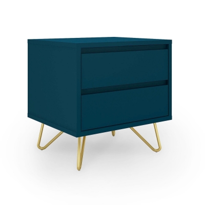 Table de nuit 'Elle' - Turquoise/Laiton