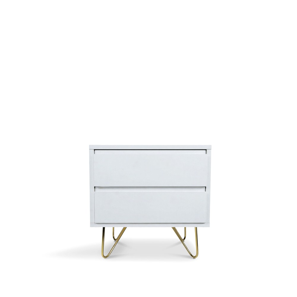 Table de nuit 'Elle' - Blanc/Laiton