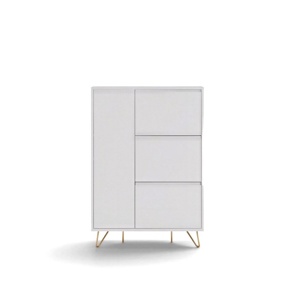 Meuble &agrave; chaussures 'Elle' - Blanc/Laiton