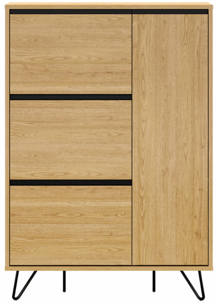 Meuble à chaussures 'Elle' - Chêne/Noir