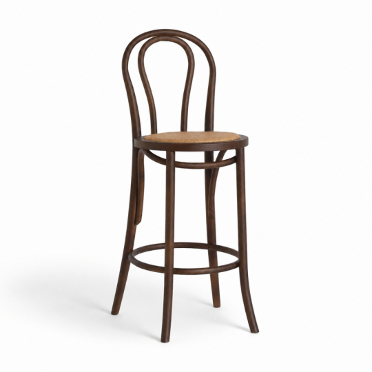 Tabouret de bar 'Bistro' - Noyer/Rotin