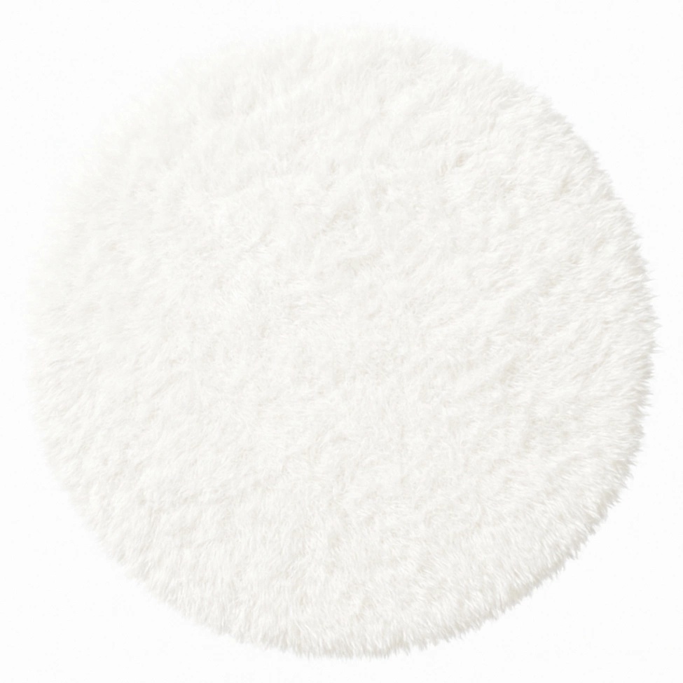 Tapis rond à poils longs 'Janjira' - Blanc