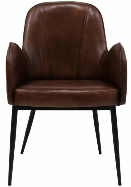 Chaise 'Mickey' - Cuir brun